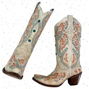 Corral White Turquoise Embroidered Western Cowboy Boots A3960 Wedding Rodeo 8
